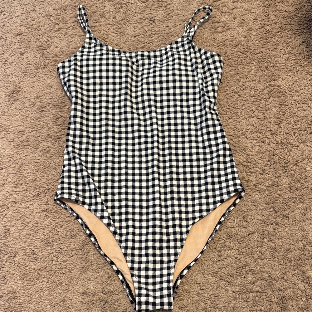 Old Navy Black and White Gingham one piece Swimsuit M